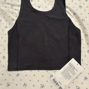 lululemon athletica Black Ribbed Softstreme Cropped Tank Top